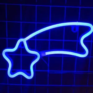 SNL-043B - Small Neon Hanging Light - Shooting Star Blue
