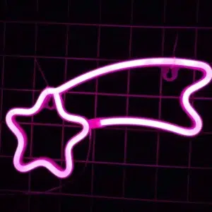 SNL-043P - Small Neon Hanging Light - Shooting Star Pink