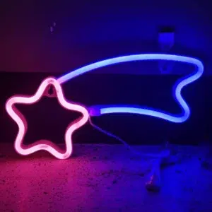 SNL-043PB - Small Neon Hanging Light - Shooting Star Pink Blue