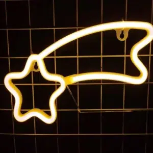 SNL-043Y - Small Neon Hanging Light - Shooting Star Yellow