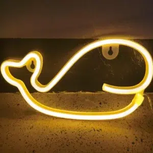 SNL-047WC - Small Neon Hanging Light - Whale Yellow