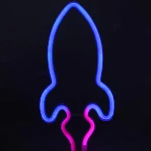 SNL-048BP - Small Neon Hanging Light - Rocket Blue Pink