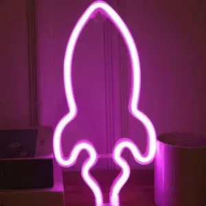 SNL-048P - Small Neon Hanging Light - Rocket Pink