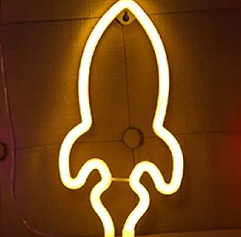 SNL-048WC – Small Neon Hanging Light – Rocket WC