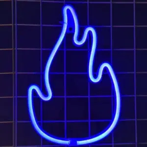 SNL-051 - Small Neon Hanging Light - Fire Flame Blue
