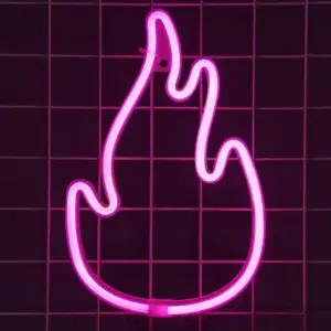 SNL-051 - Small Neon Hanging Light - Fire Flame Pink
