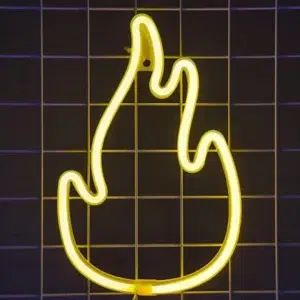 SNL-051 - Small Neon Hanging Light - Fire Flame Yellow