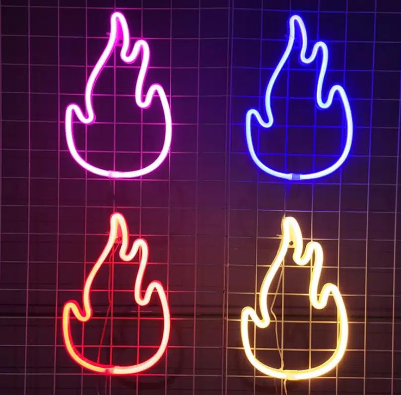 SNL-051 - Small Neon Hanging Light - Fire Flame Blue - Image 2