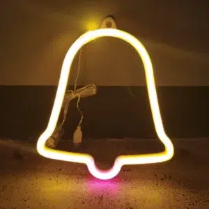 SNL-052 - Small Neon Hanging Light - Bell Yellow