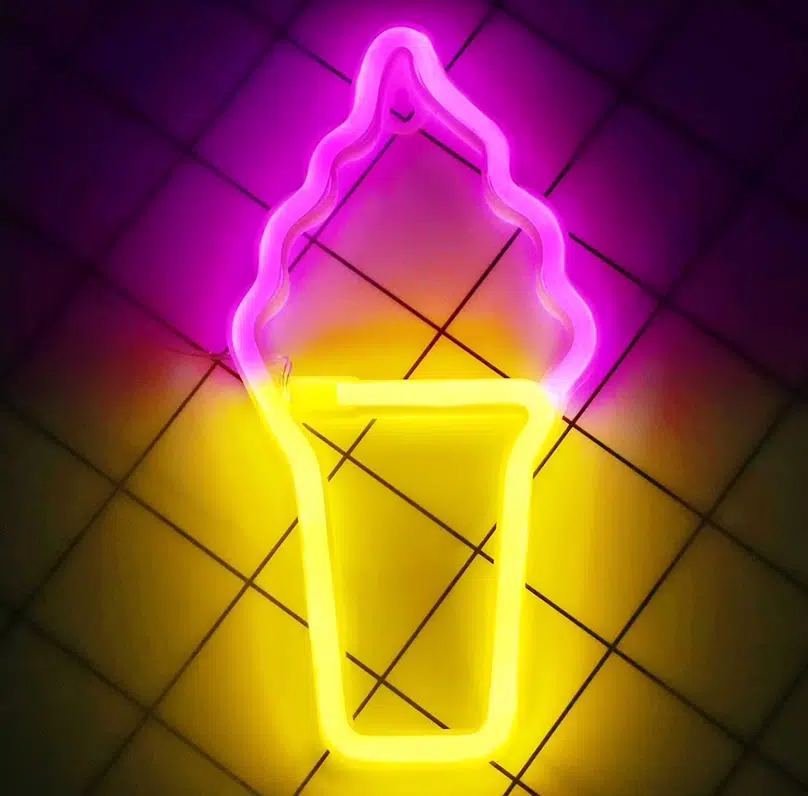 SNL-053 – Small Neon Hanging Light – Ice Cream Cone