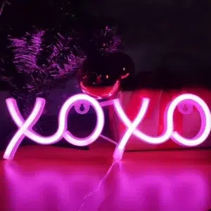 SNL-055P - Small Neon Hanging Light - Hugs and Kisses XOXO Pink