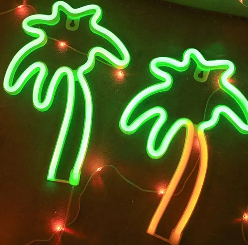 SNL-061 – Small Neon Hanging Light – Palm Trees