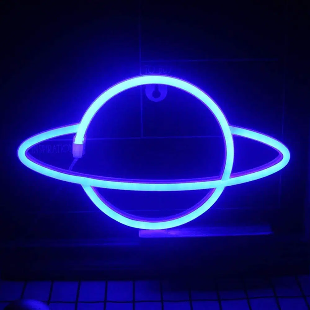 TNL-007B – Table Neon Light – Planet Saturn Blue