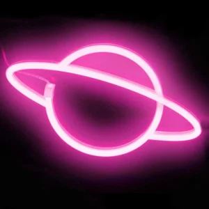 TNL-007P - Table Neon Light - Planet Saturn Pink