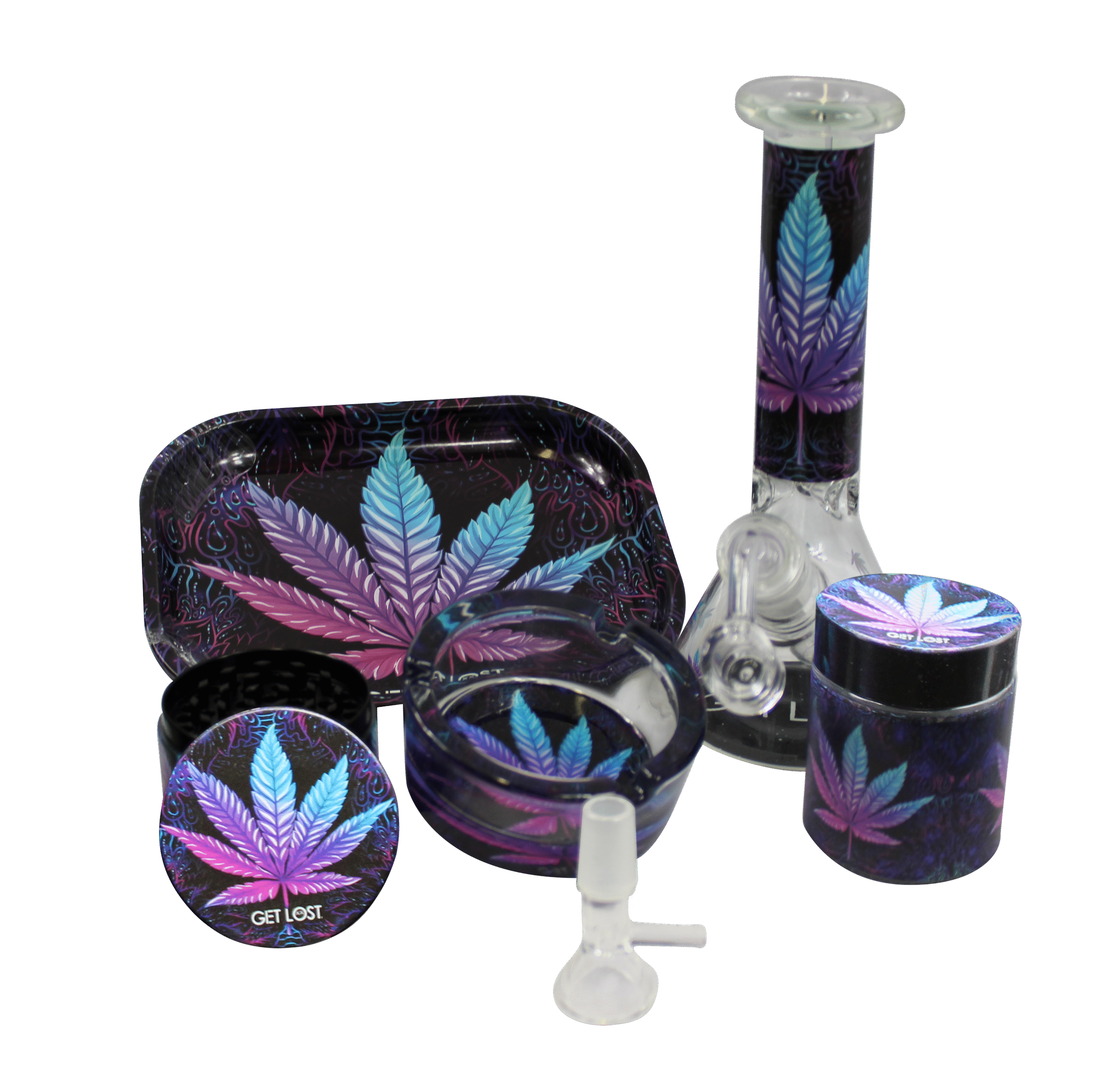 WP-GS-005 – Water Pipe Gift Set (8 in 1) (Cannabis Leaves)