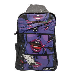 SB-SL-006 Get Lost - Premium Saffiano Leather Shoulder Bag (Purple Girl Rolling)