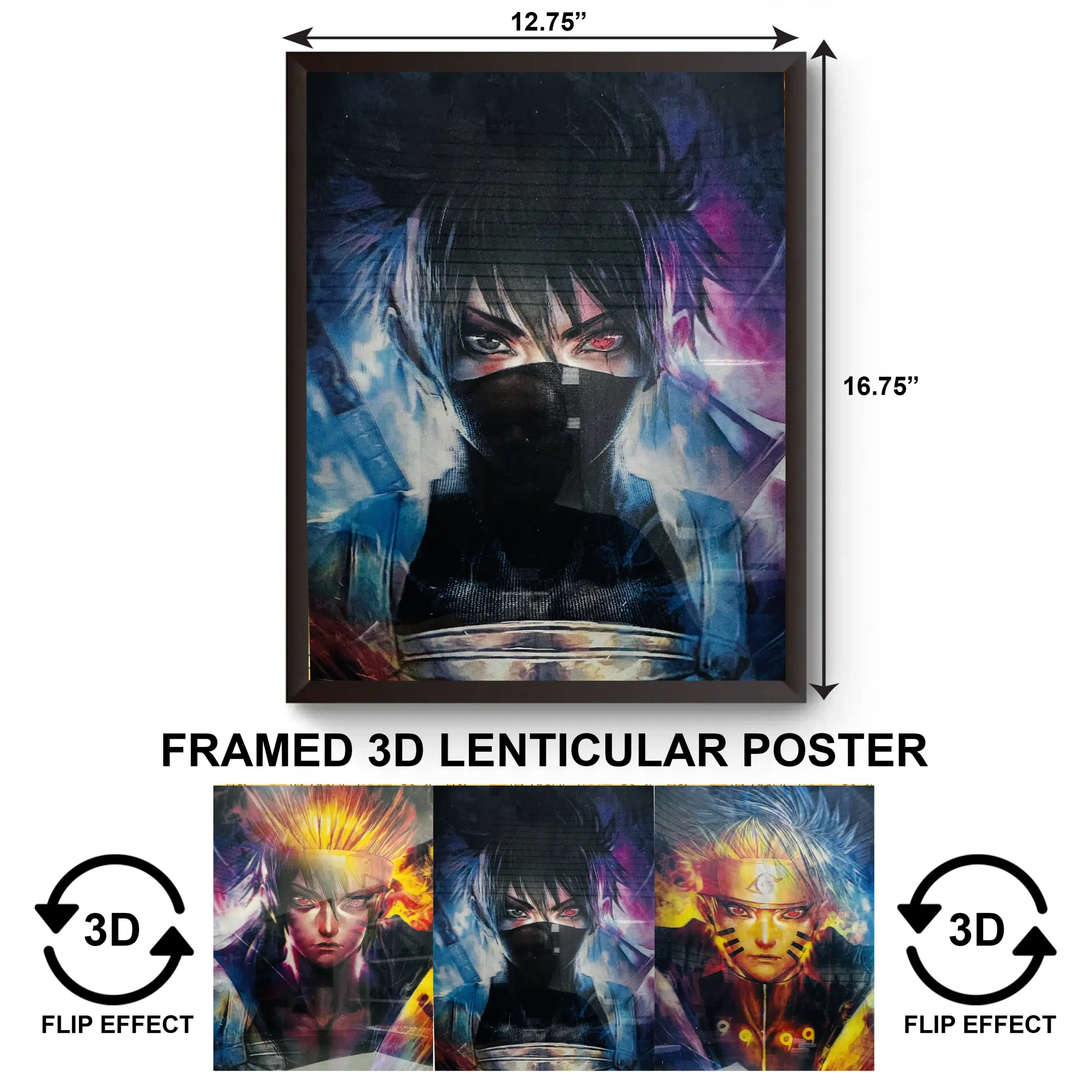 3DPWF-137 Anime – Naruto-Sasuke-Kakashi Framed Poster