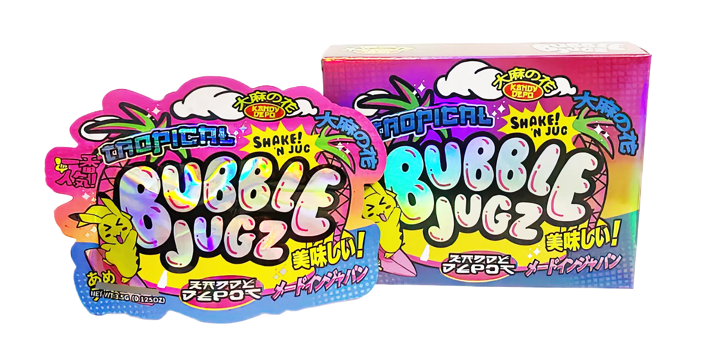 Bag-n-Box 3.5g Mylar Packaging Set (25 Count Bags + Display Boxes) – Tropical Bubble Jugz BNB-Shaped-002
