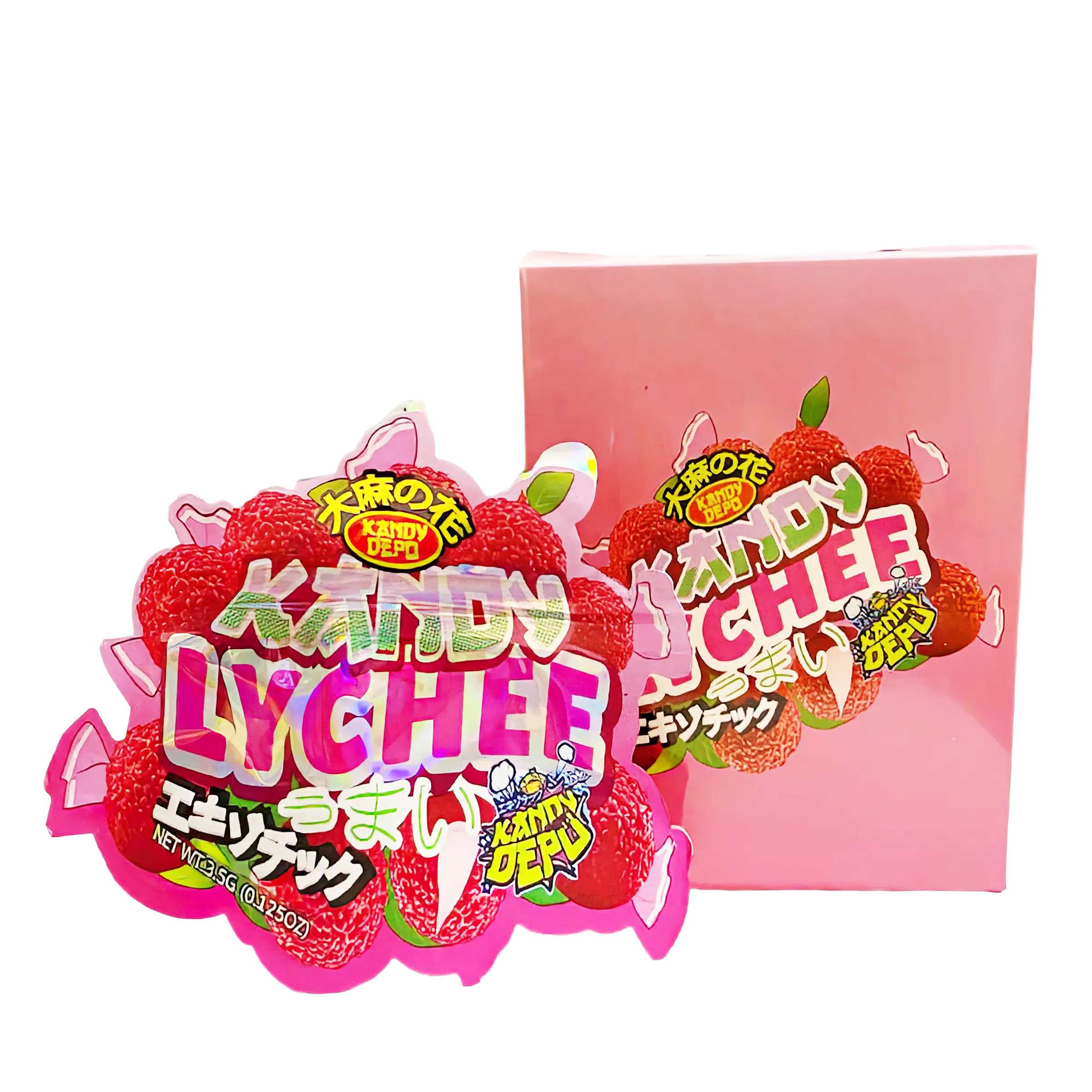 Bag-n-Box 3.5g Mylar Packaging Set (25 Count Bags + Display Boxes) – Kandy Lychee BNB-Shaped-034
