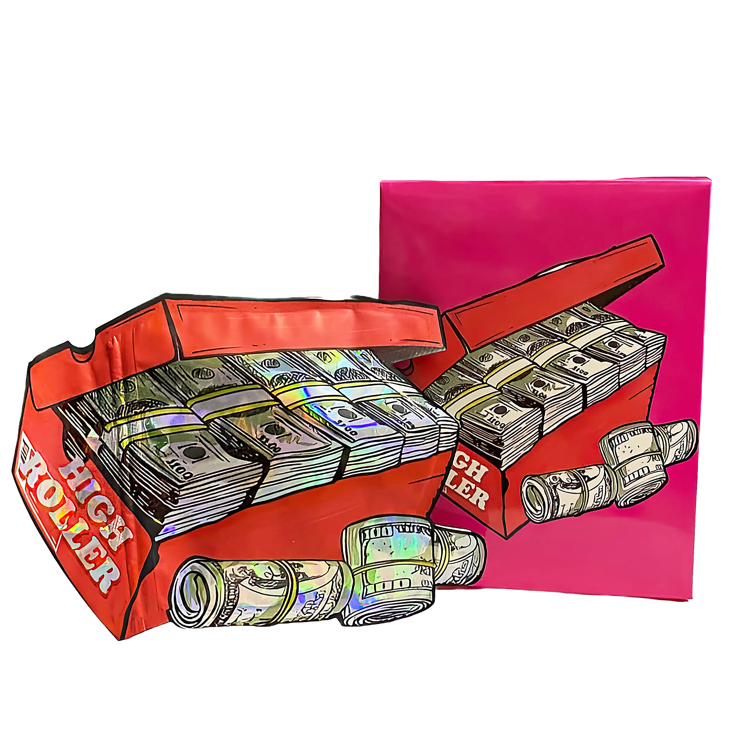 Bag-n-Box 3.5g Mylar Packaging Set (25 Count Bags + Display Boxes) – High Roller BNB-Shaped-056