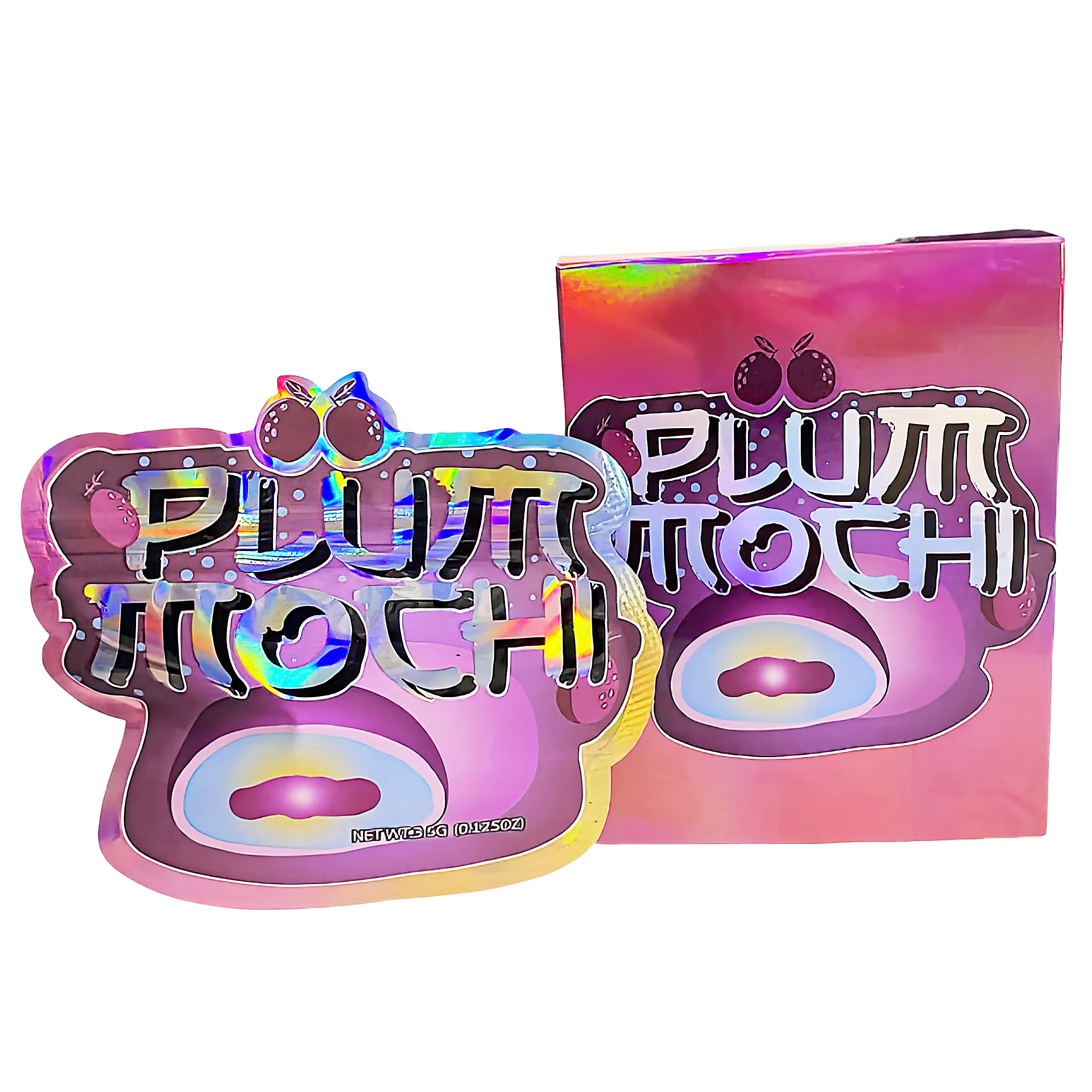 Bag-n-Box 3.5g Mylar Packaging Set (25 Count Bags + Display Boxes) – Plum Mochi BNB-Shaped-061