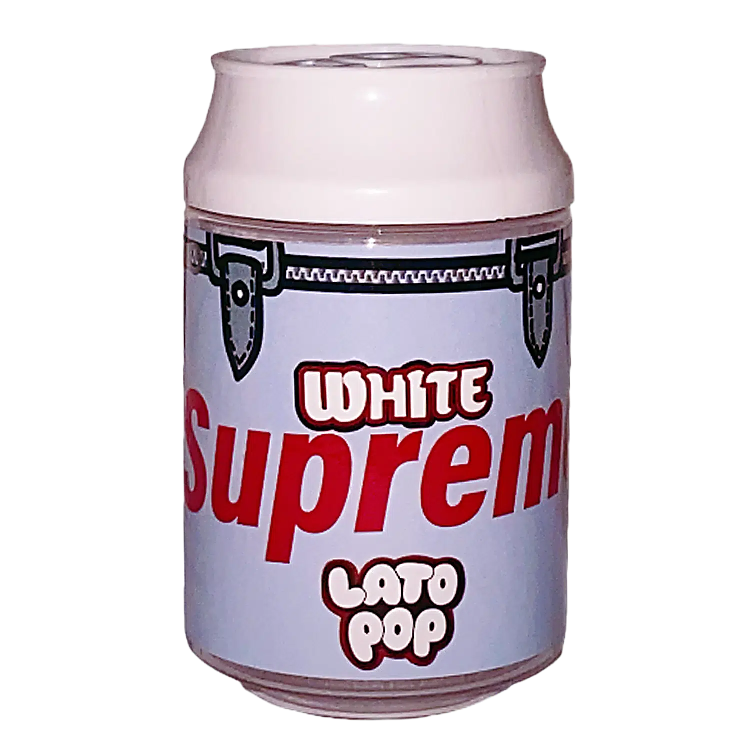 3.5g Plastic Soda Can Jar – (12 Count) White Supreme LatoPop CJ-35-014