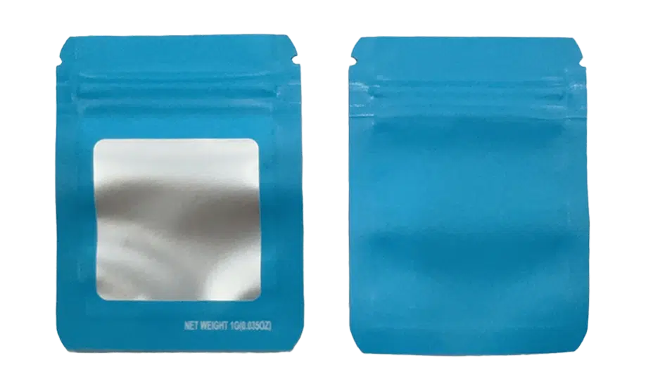 1G Blank Square Window Mylar Bag – Premium Packaging (Light Blue) (100 Count) SMBW-1G-010