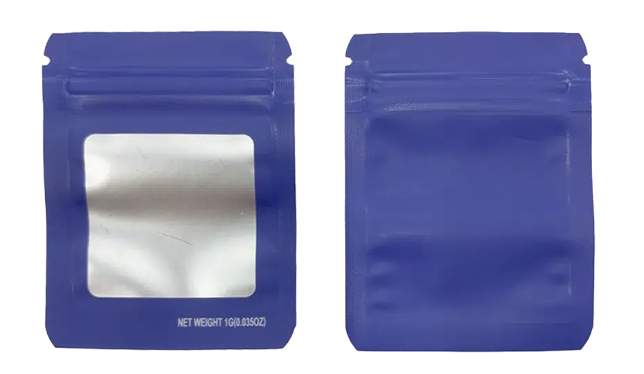 1G Blank Square Window Mylar Bag – Premium Packaging (Purple) (100 Count) SMBW-1G-011