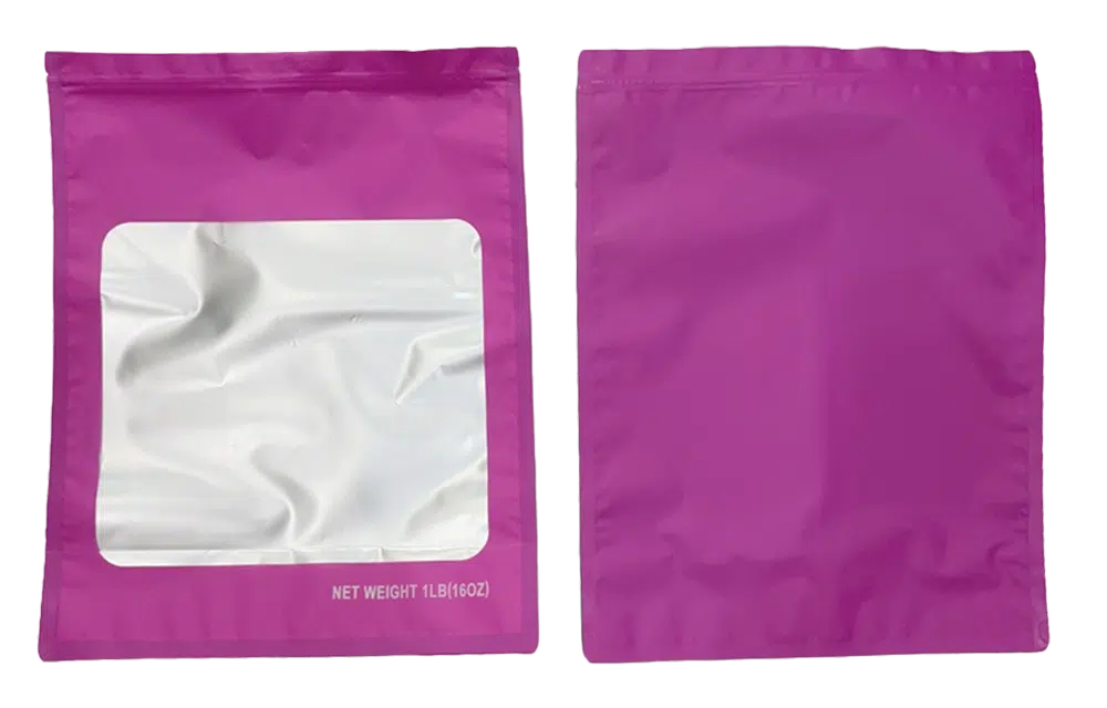 1 Pound Blank Square Window Mylar Bag – Premium Packaging (Pink) (25 Count) SMBW-1LB-008