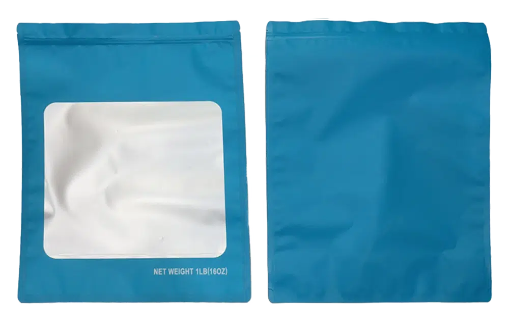 1 Pound Blank Square Window Mylar Bag – Premium Packaging (Light Blue) (25 Count) SMBW-1LB-010