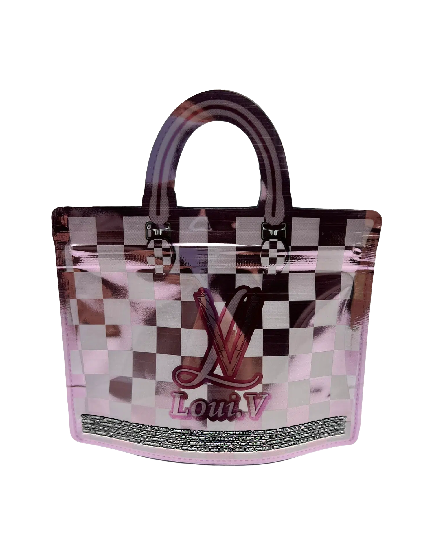3.5g Handbag Shaped Mylar Bag (50 Count) Loui V Pink - HBMB-35-032 - Image 2