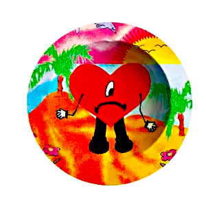 ASH036 Tin Ashtray 5.5″x5.5″ Bad Bunny Heart Mad