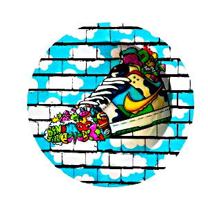 ASH058 Tin Ashtray 5.5″x5.5″ Nike Sneaker Blue Brick Wall