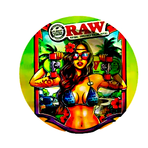 ASH059 Tin Ashtray 5.5″x5.5″ Raw Bikini Girl