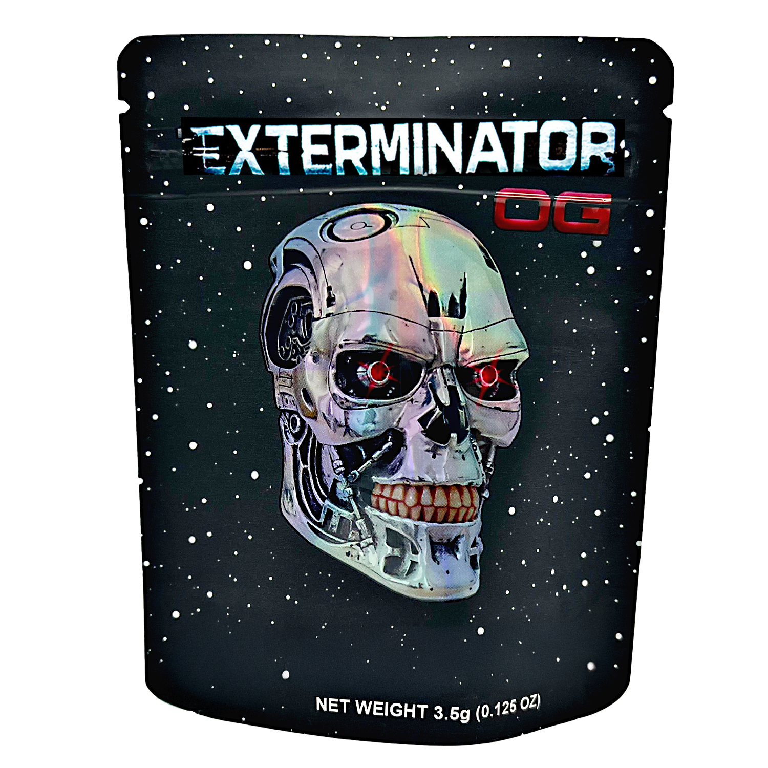 3.5 Gram Mylar Bag – Premium Smell-Proof Packaging – Exterminator OG (50 Count) CMB-35G-100