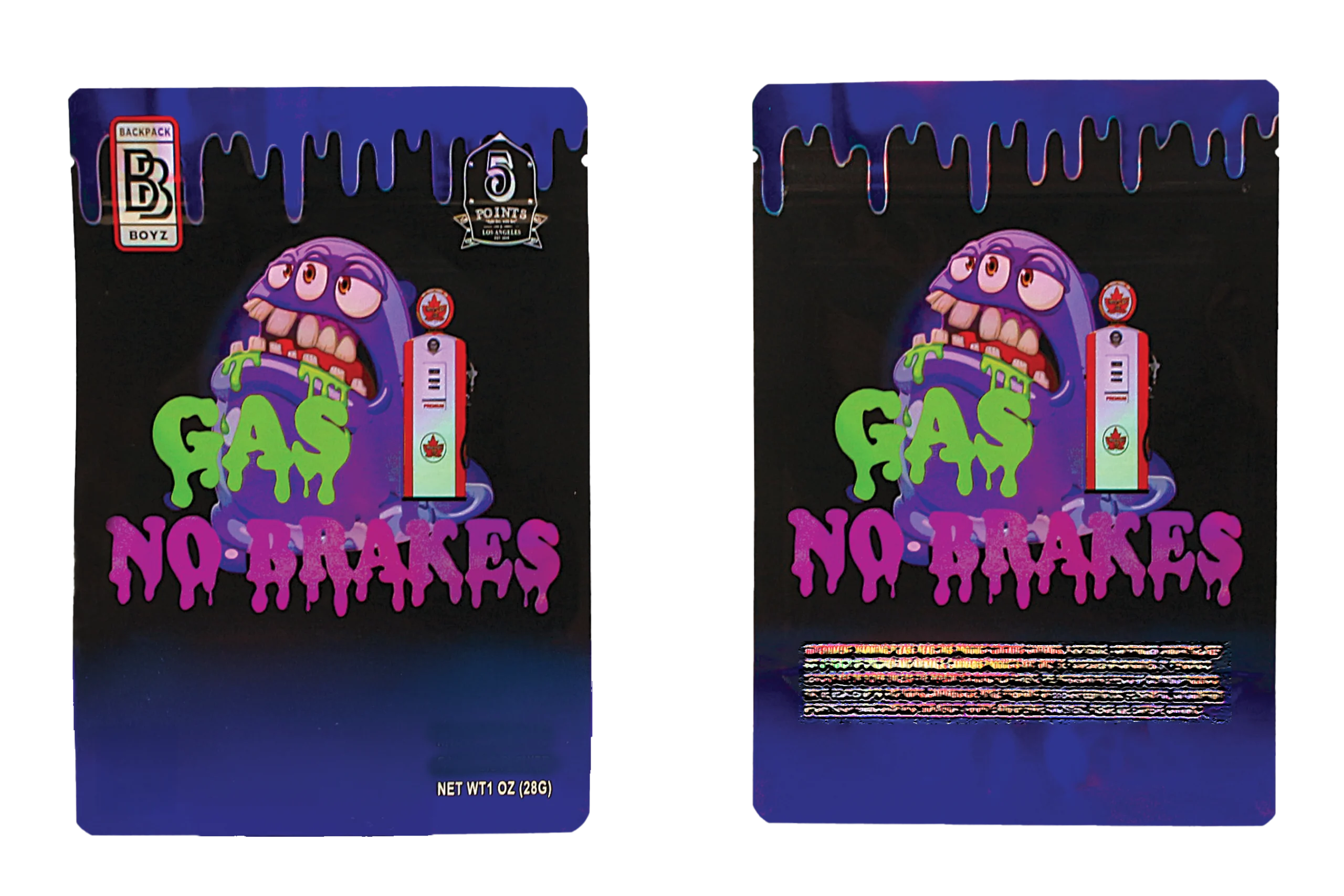 28 Gram Mylar Bag – Premium Smell-Proof Flower Packaging - Gas No Brakes (50 Count) MB-28-012 - Image 3
