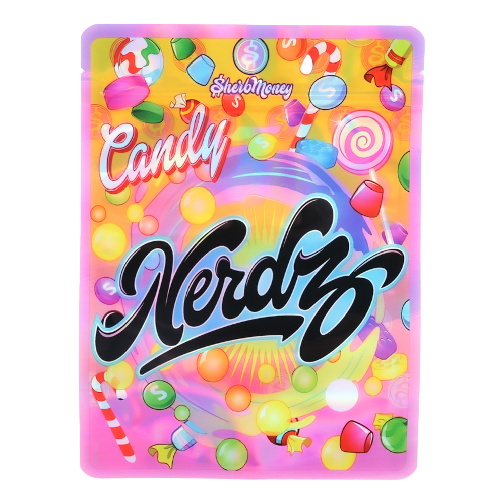 28 Gram Mylar Bag – Premium Smell-Proof Flower Packaging - Candy Nerdz (50 Count) MB-28G-019 - Image 2