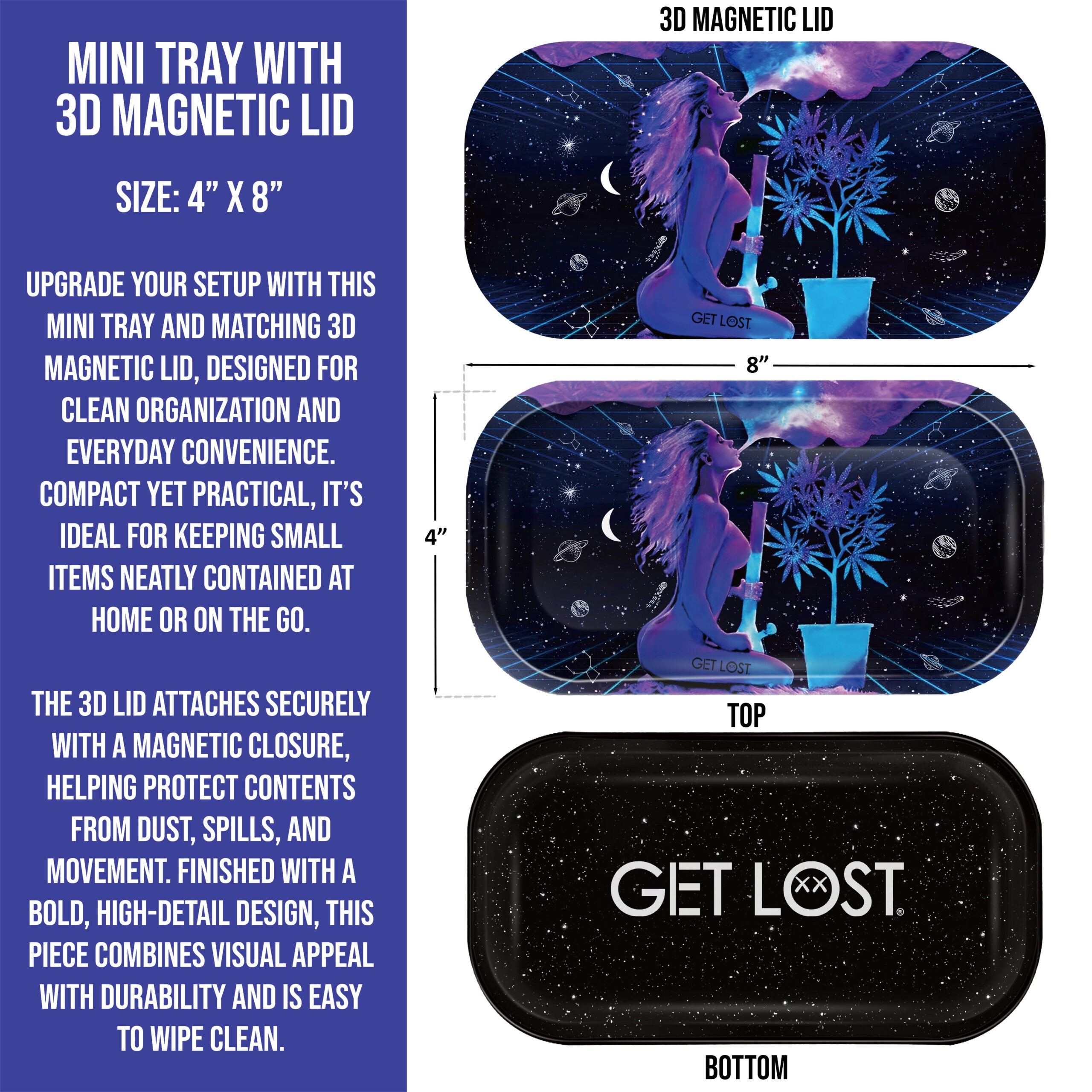 GLMT-008 Mini Magnetic 3D Tray with Lid - Get Lost Hot Girl Smoking Pipe - Image 2