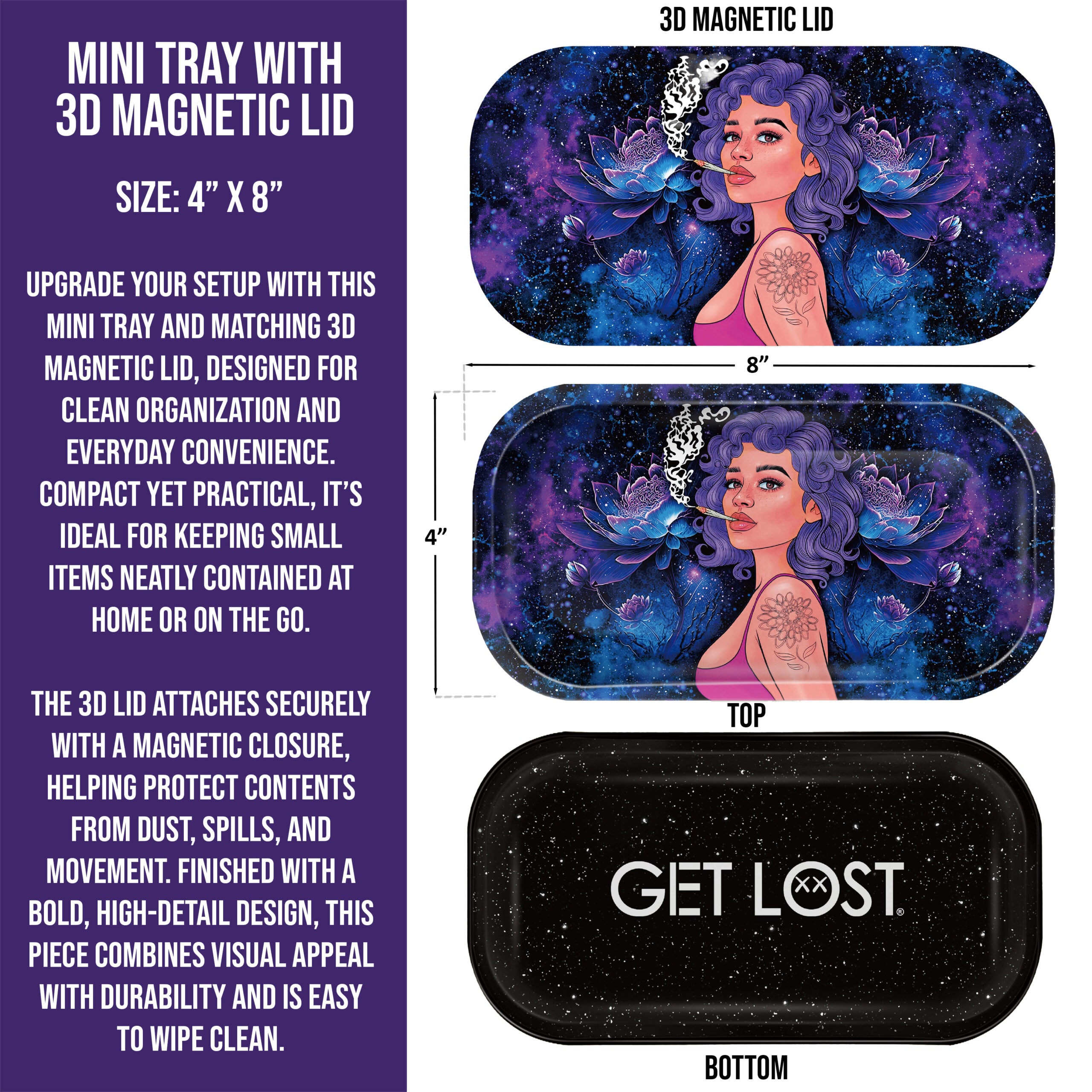 GLMT-017 Mini Magnetic 3D Tray with Lid - Get Lost Girl Blue Hair White Smoke - Image 2