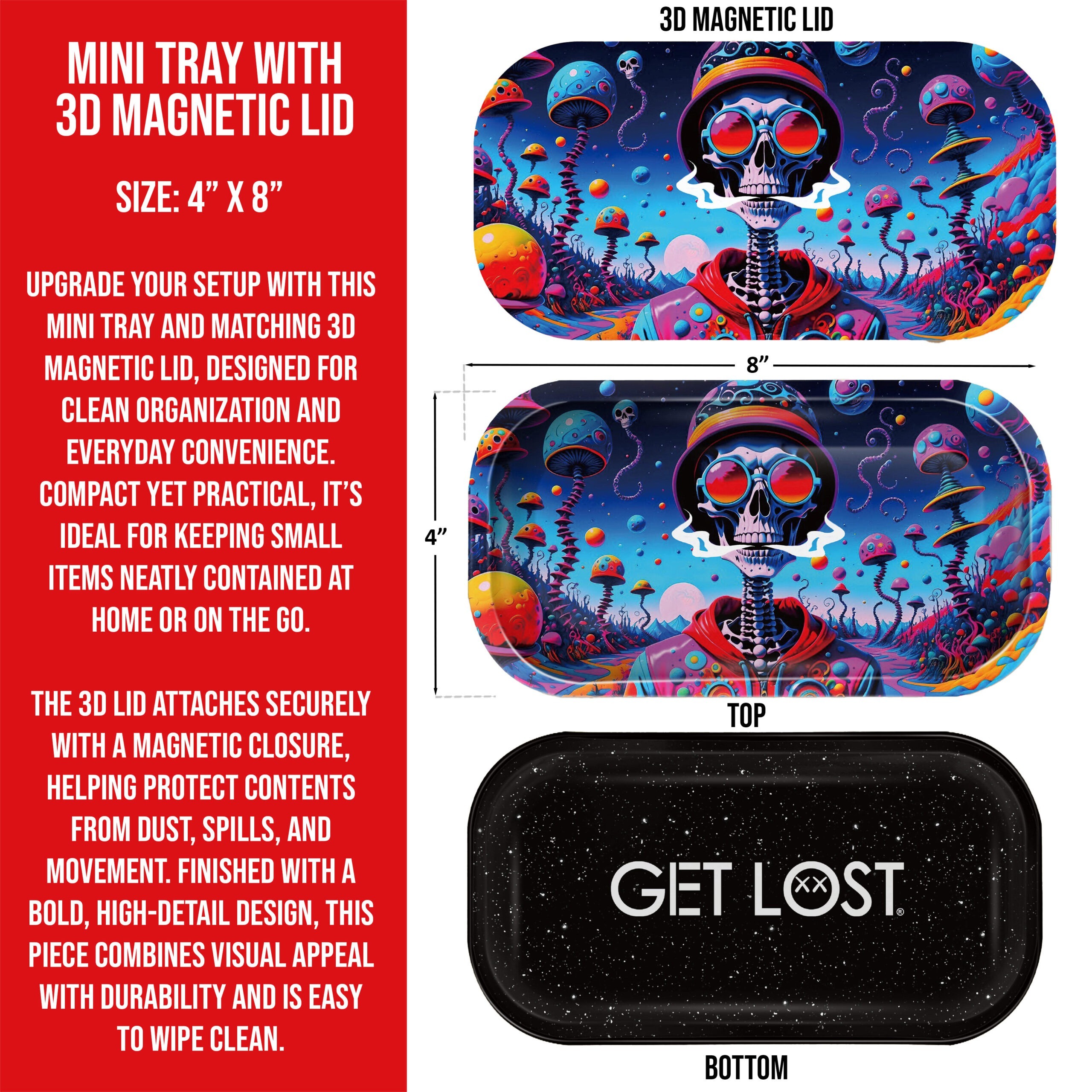 GLMT-020 Mini Magnetic 3D Tray with Lid - Get Lost Cool Style Skeleton - Image 2