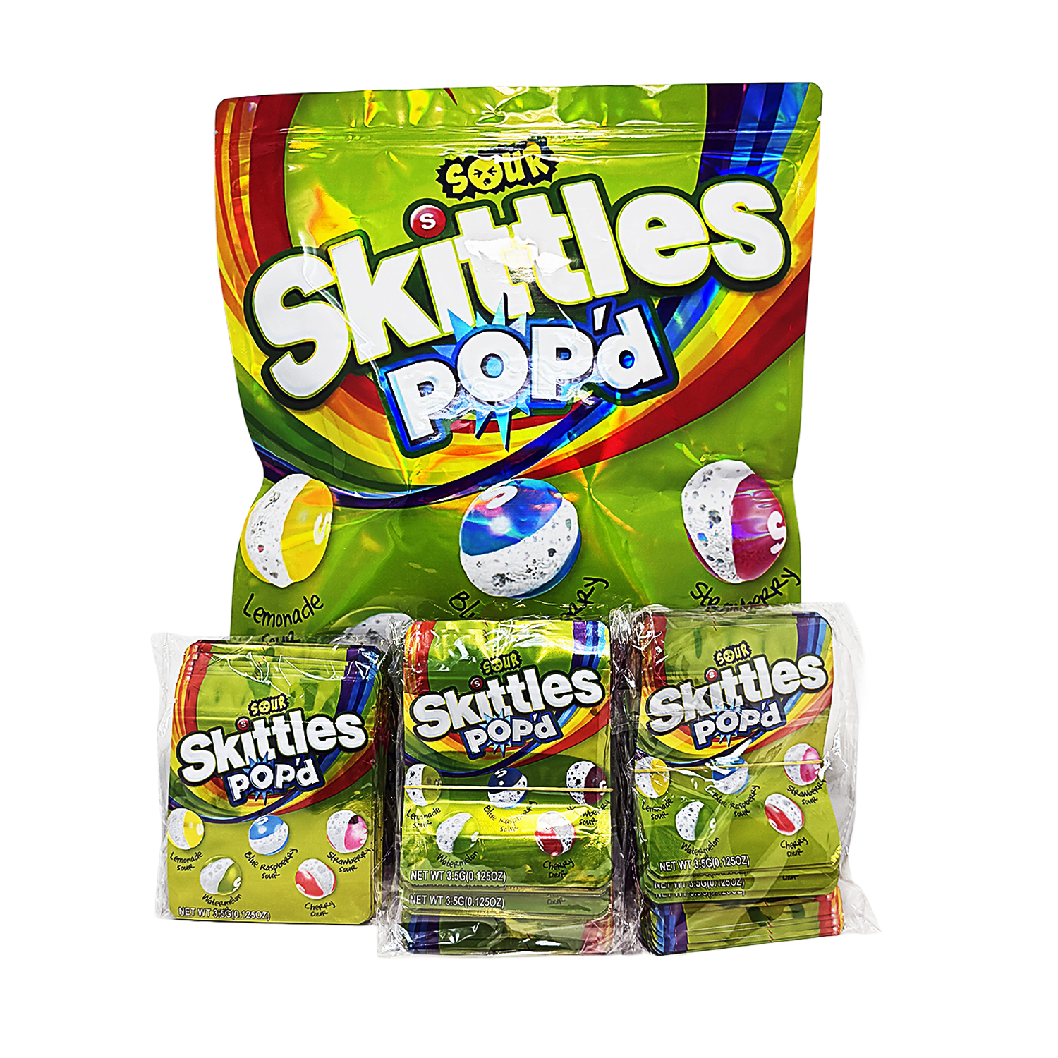 1 Pack 1lb Mylar Bag + 128 Matching 3.5g Mylar Bags – Matching Design Bundle - Skittles Pop'd - 1LB-SET-003 - Image 3