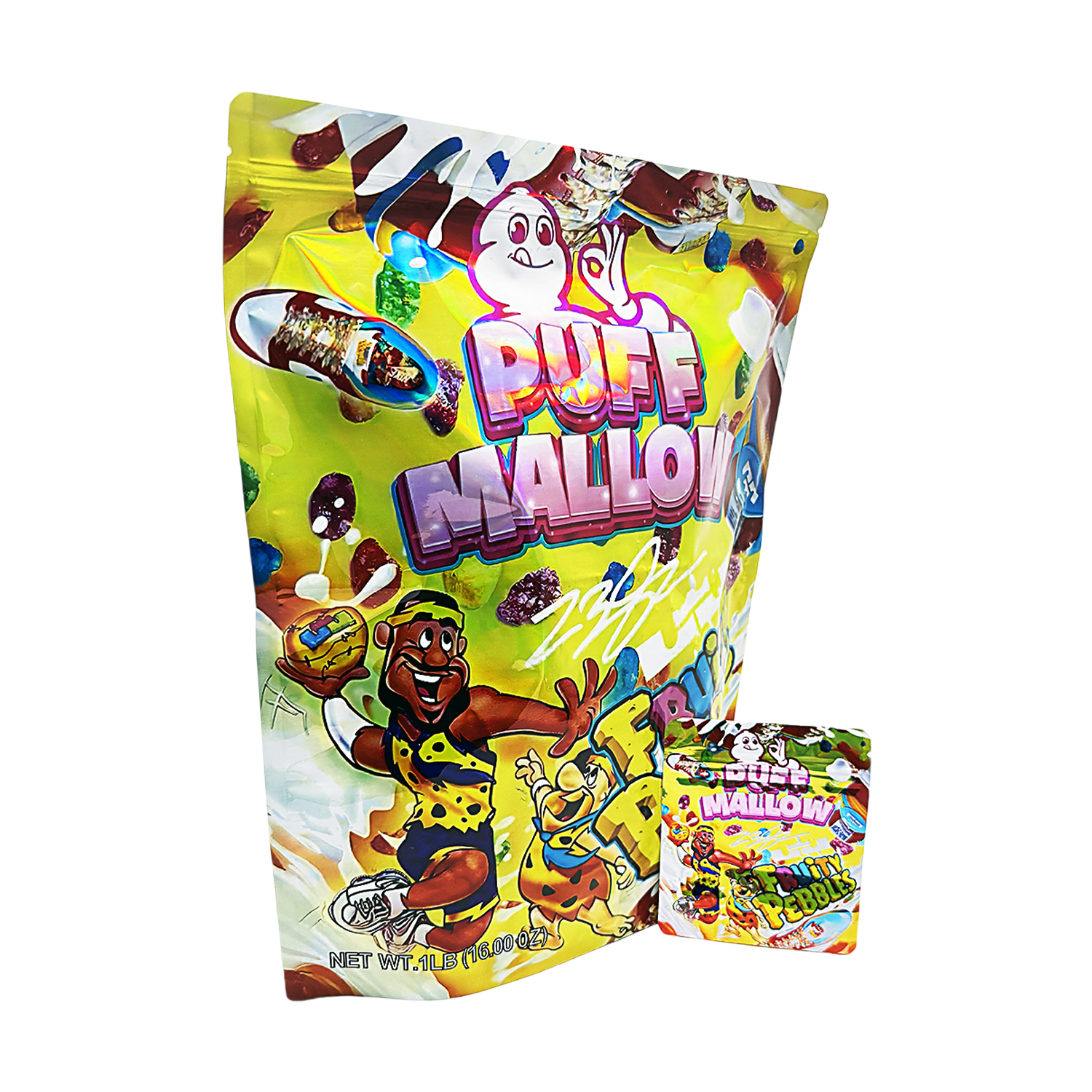 1 Pack 1lb Mylar Bag + 128 Matching 3.5g Mylar Bags – Matching Design Bundle - Puffmallow Fruity Pebbles - 1LB-SET-005 - Image 2