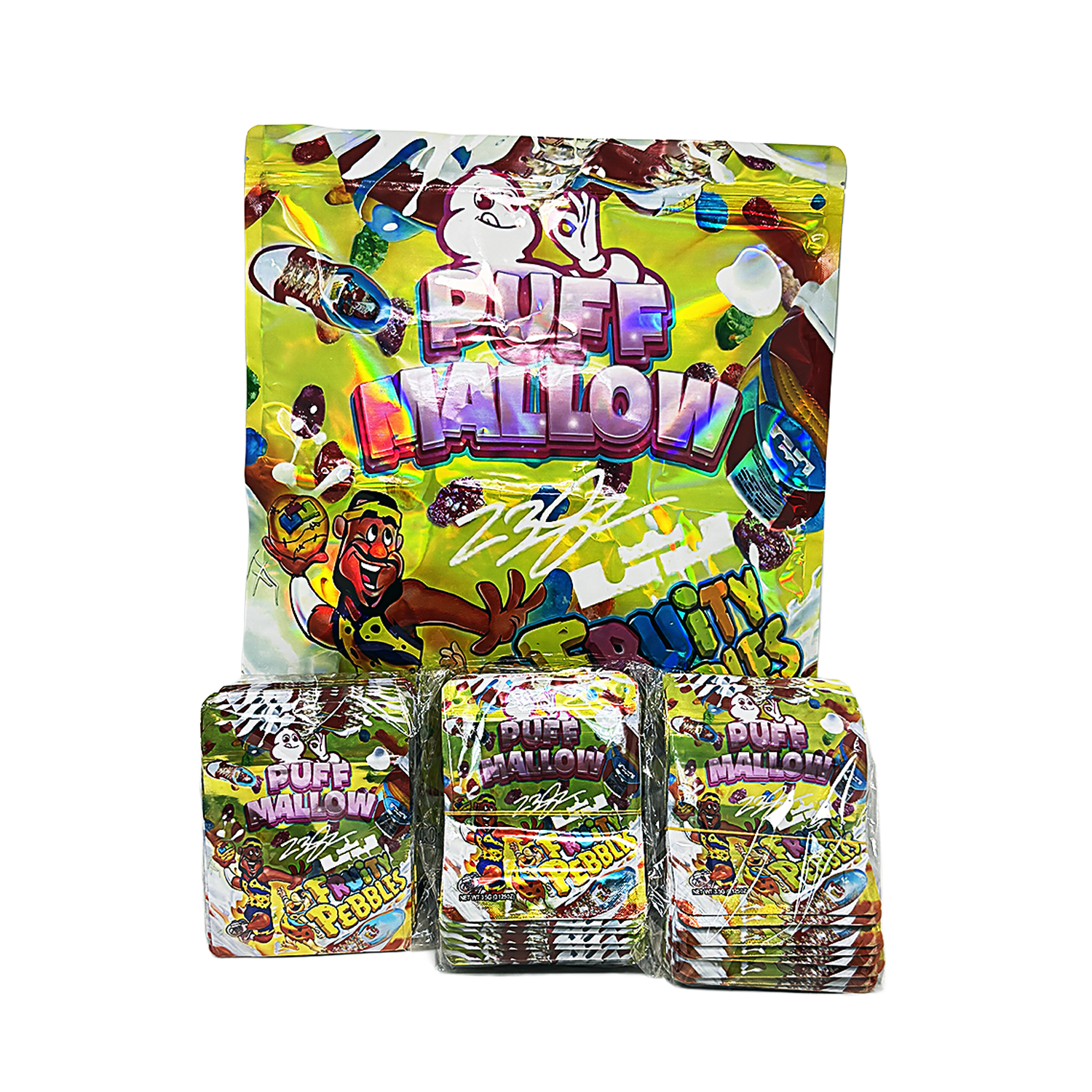 1 Pack 1lb Mylar Bag + 128 Matching 3.5g Mylar Bags – Matching Design Bundle - Puffmallow Fruity Pebbles - 1LB-SET-005 - Image 3