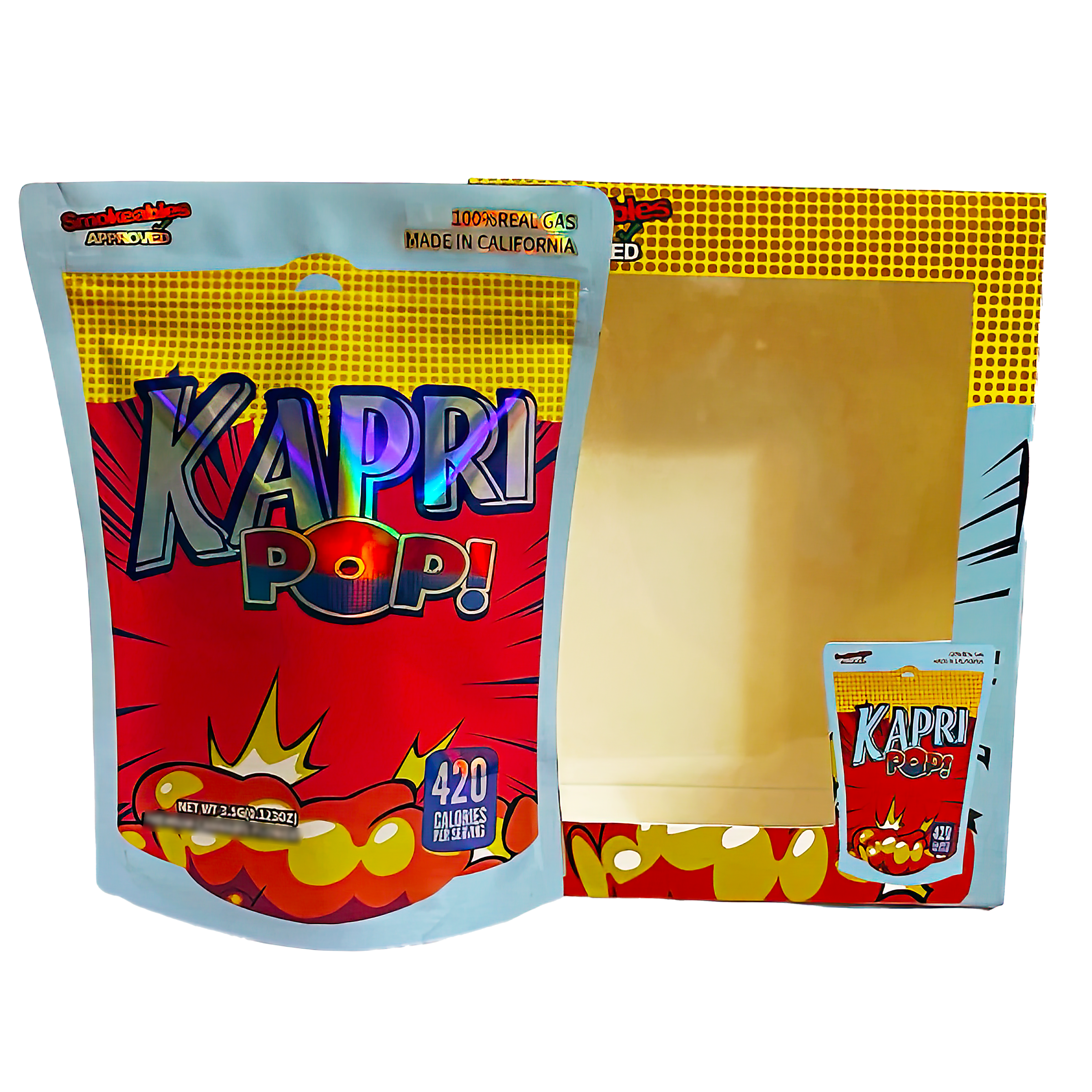 Bag-n-Box 3.5g Mylar Packaging Set (25 Count Bags + Boxes) - Kapri Pop BAGNBOX-WIN-023