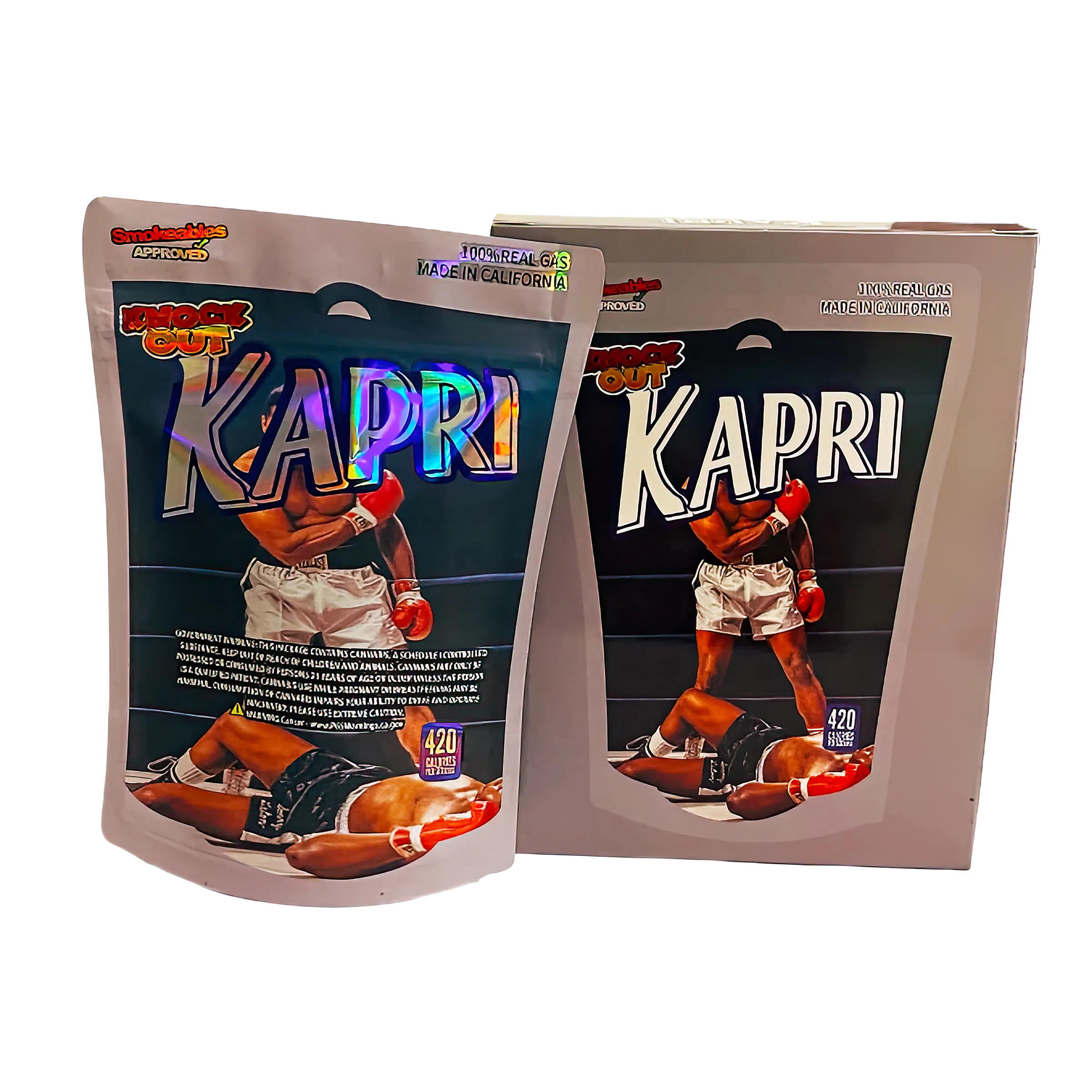 Bag-n-Box 3.5g Mylar Packaging Set (25 Count Bags + Boxes) - Kapri Knock Out BAGNBOX-WIN-024 - Image 2