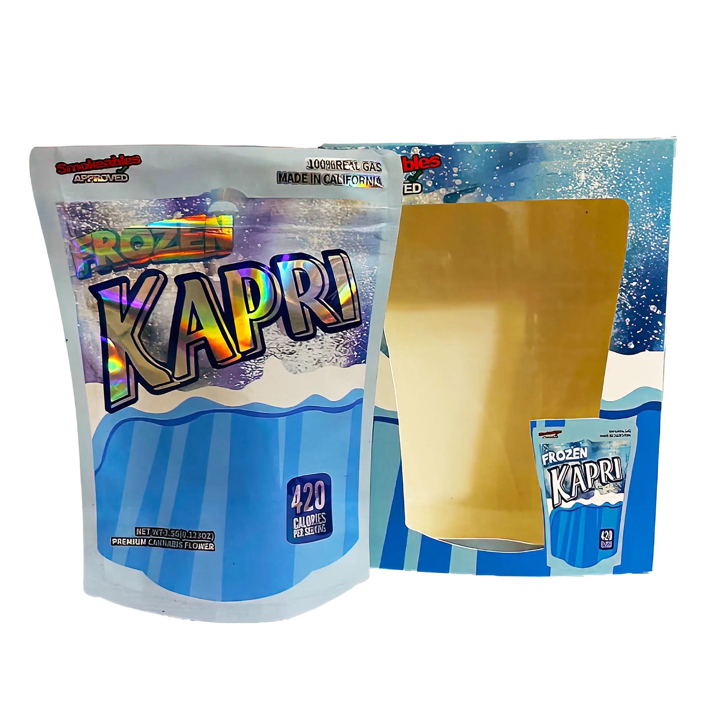 Bag-n-Box 3.5g Mylar Packaging Set (25 Count Bags + Boxes) - Frozen Kapri BAGNBOX-WIN-025