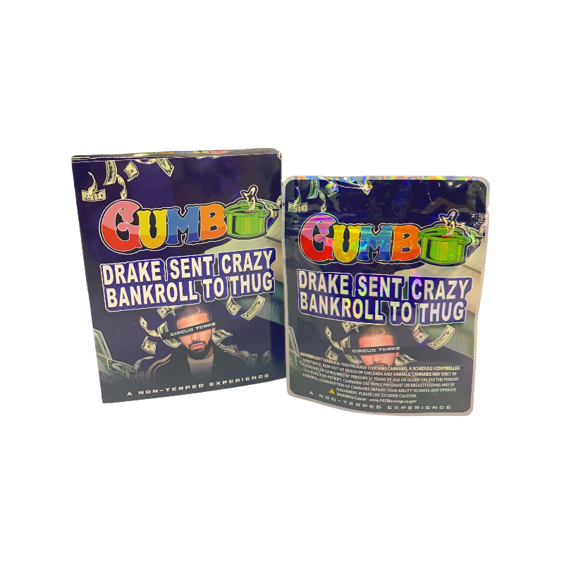 25 Pack - 3.5g Mylar Packaging Set - Gumbo Drake Sent Crazy - BAGNBOX-WIN-035 - Image 2