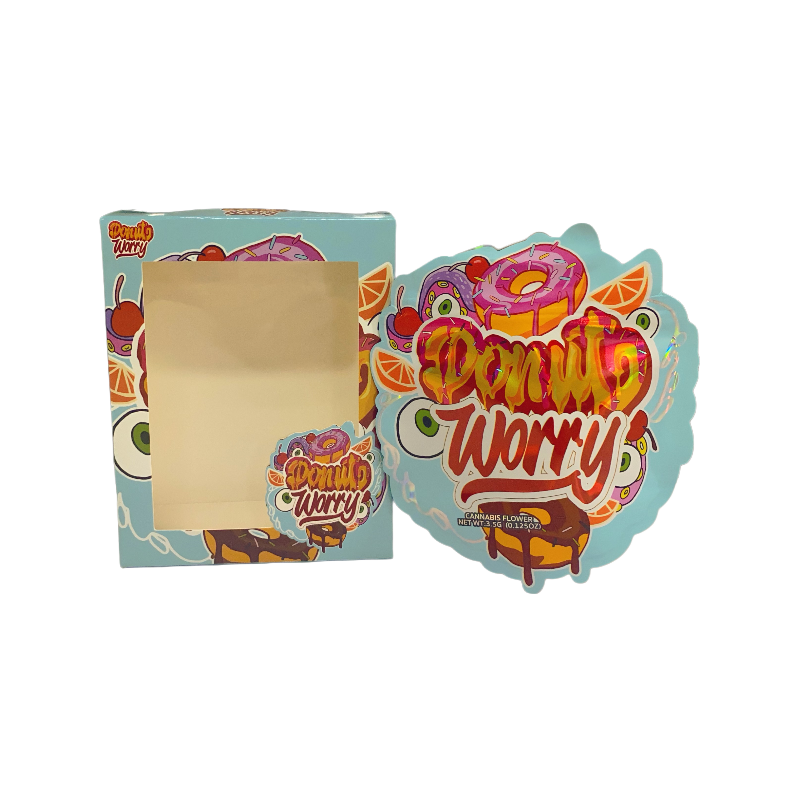 25 Pack - Bag-n-Box 3.5g Mylar Packaging Set - Donuts Worry - BAGNBOX-WIN-037