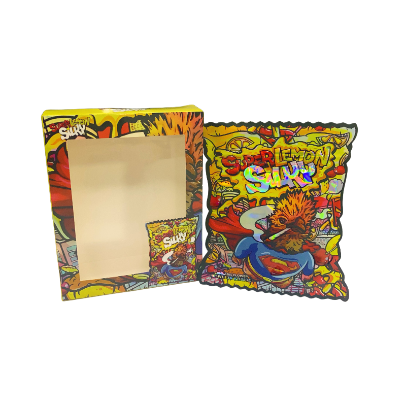 25 Pack - Bag-n-Box 3.5g Mylar Packaging Set - Super Lemon Silky - BAGNBOX-WIN-038