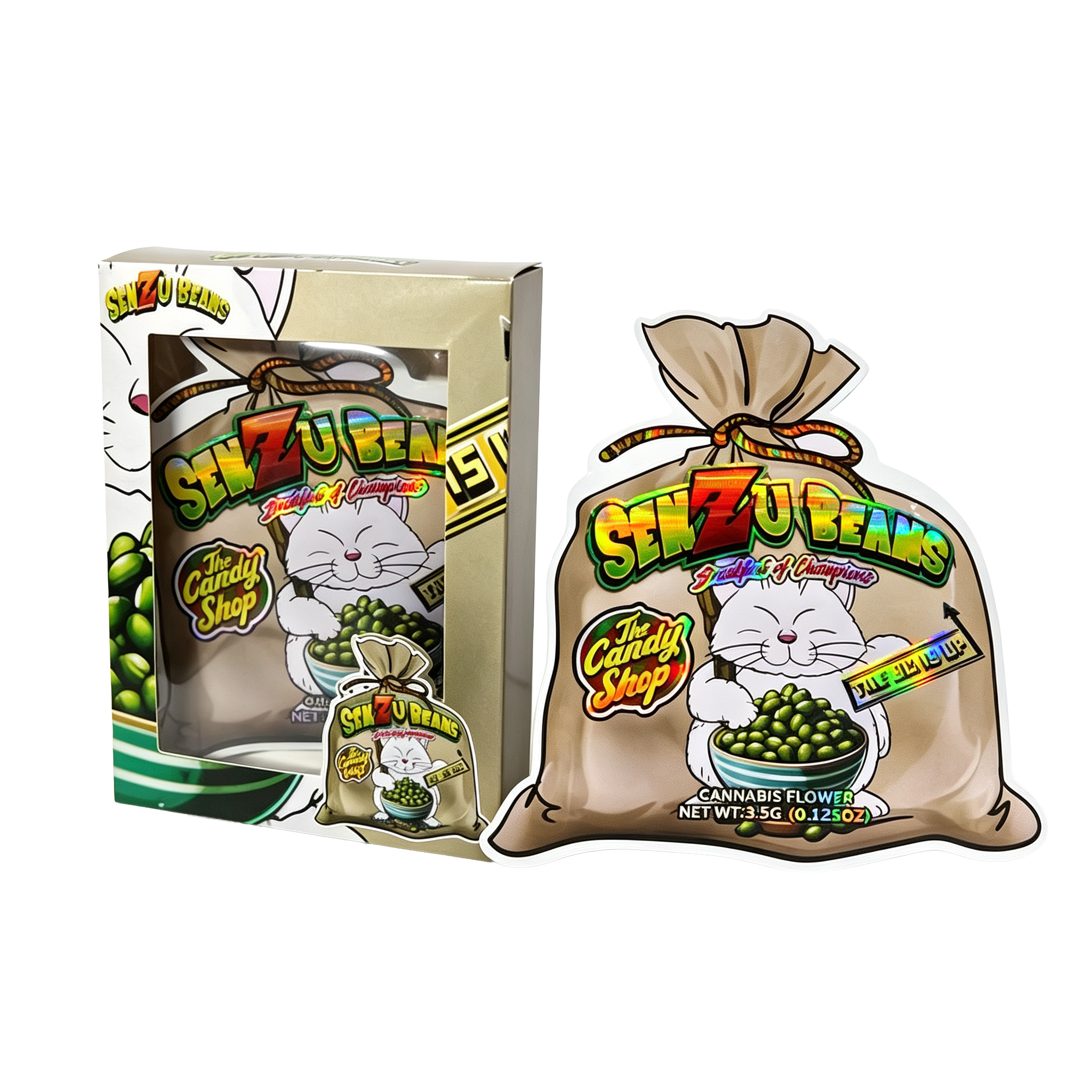25 Pack - Bag-n-Box 3.5g Mylar Packaging Set - The Candy Shop Senzu Beans - BAGNBOX-WIN-059